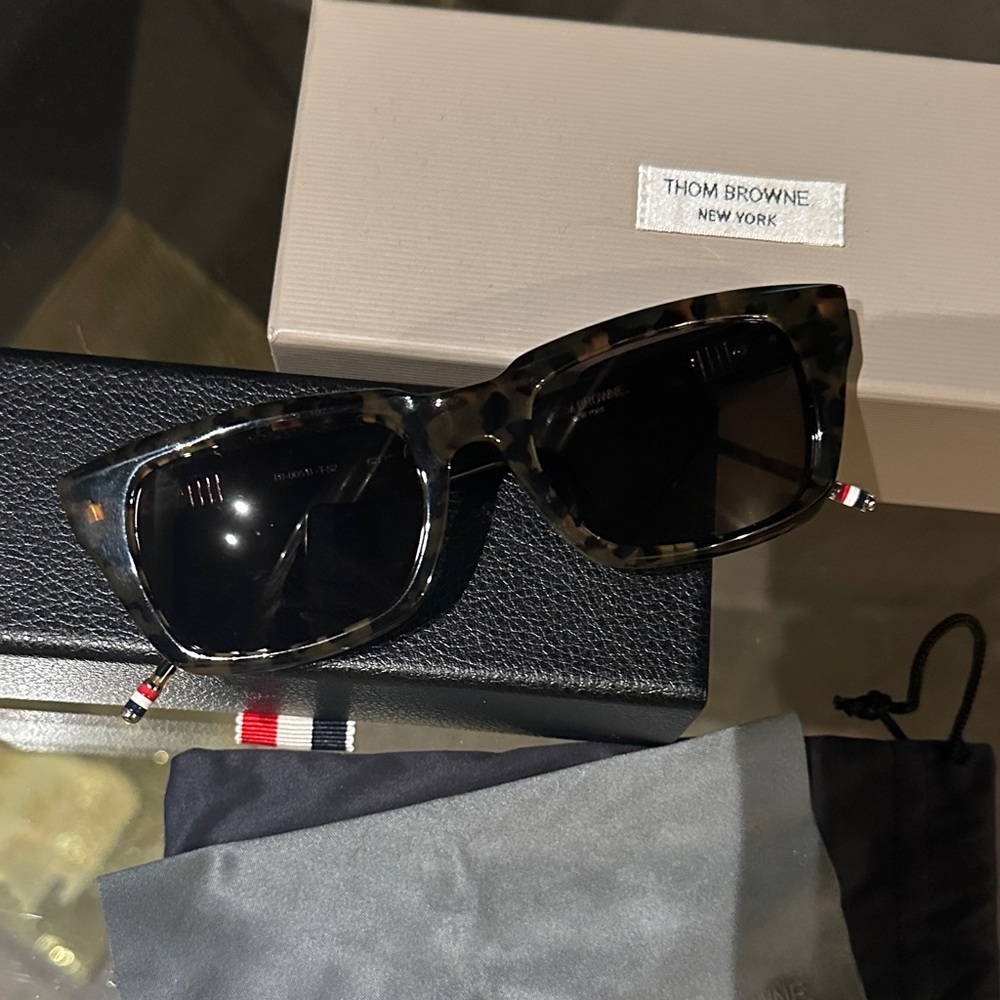 Thom Browne Tortoise Frame Sunglasses with Dark Lenses